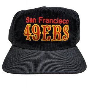 Vintage San Francisco 49er’s Black corduroy Rare Zipper Back Golf Style NFL Hat